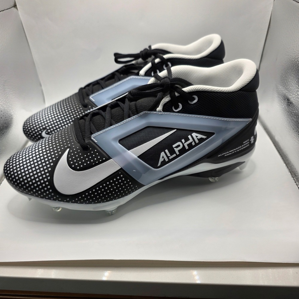 Nike Alpha Menace 4 Pro Football Cleats Black White IH1256-001 Mens 14 W